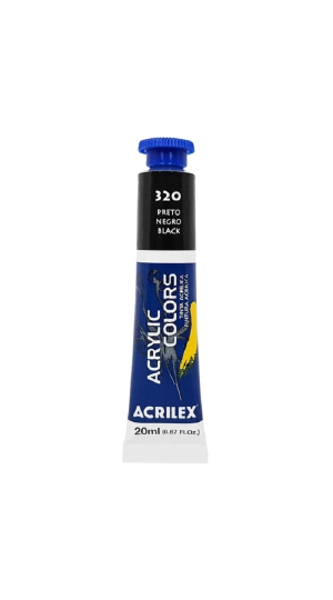 TINTA ACRILICA BISNAGA 20ML PRETO 320 ACRILEX