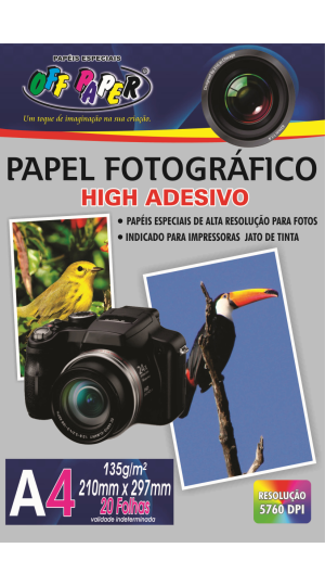 PAPEL FOTOGRÁFICO ADESIVO A4 135G. C/20