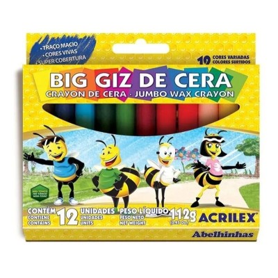 BIG GIZ DE CERA C/12 CORES ACRILEX