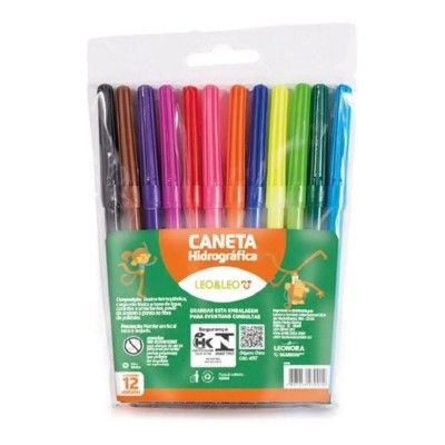 CANETINHA HIDROGRÁFICA HIDROCOR LAVÁVEL 12 CORES LEO & LEO