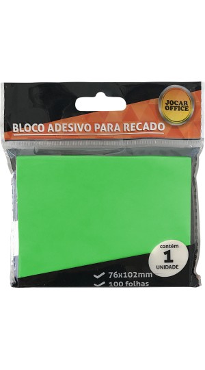 BLOCO ADESIVO VERDE 76X102MM JOCAR